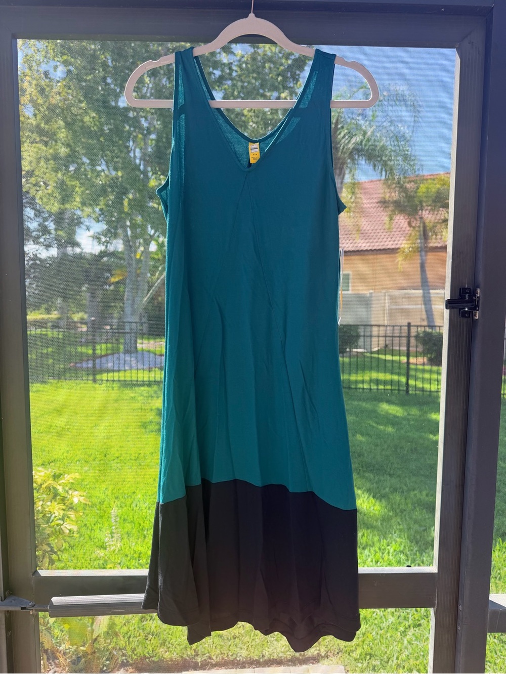 Lolë Teal Colorblock V-Neck Tank Dress Size Medium